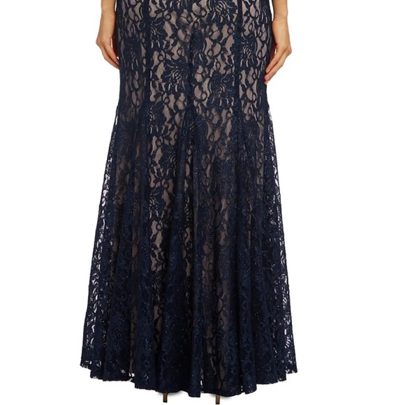 Women’s Formal Dress Size 14 NIGHTWAY Navy Sleeveless Halter Full-Length Gown - Picture 6 of 9